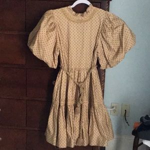 Khaki and brown polka dot short dress. Worn once